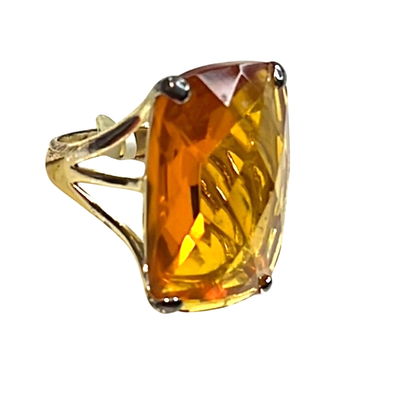 Macys Sterling Silver Ring W Large Orange Gemstone Size 7 Nwt 42$